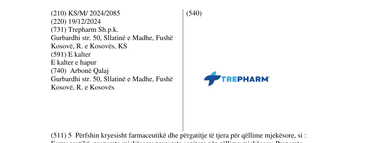 Zëri i markës TREPHARM në buletin