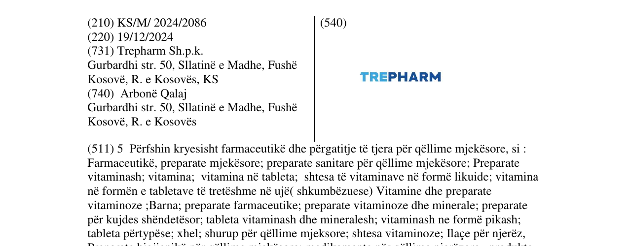 Zëri i markës TREPHARM në buletin