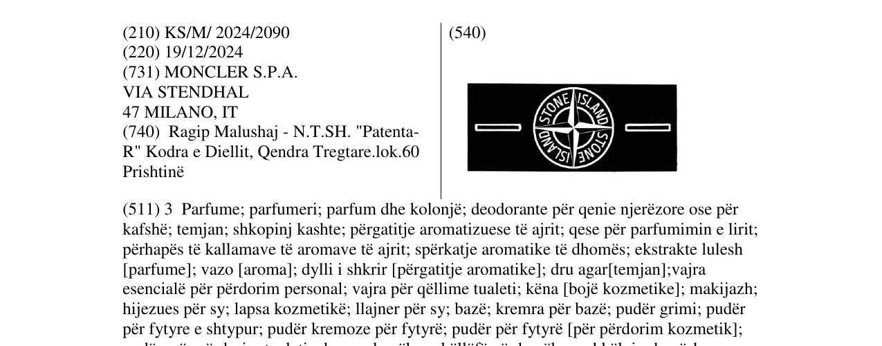 Zëri i markës STONE ISLAND në buletin