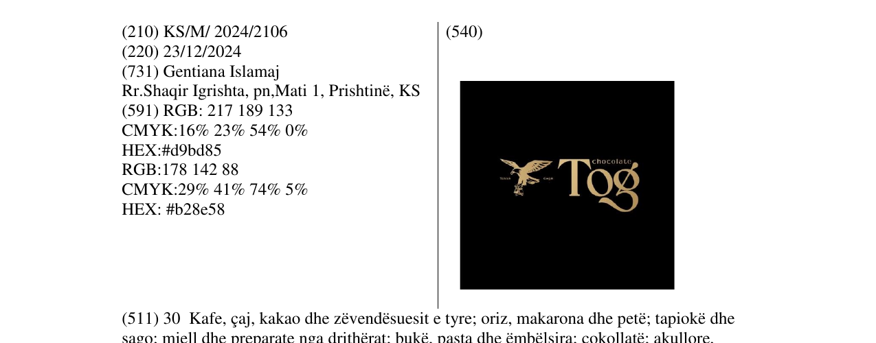 Zëri i markës Tog në buletin
