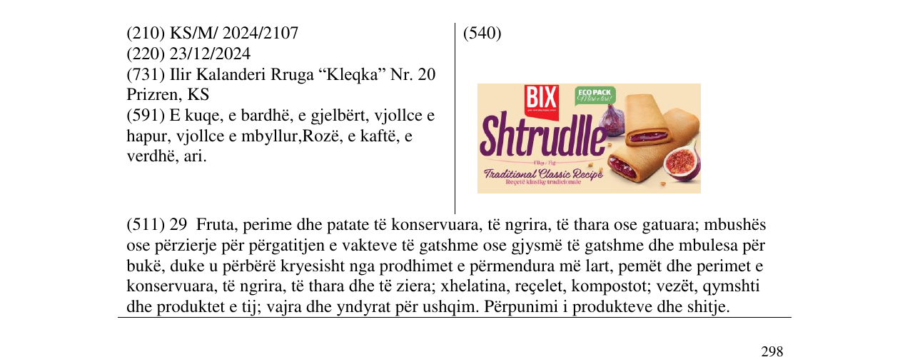 Zëri i markës shtrudlle në buletin