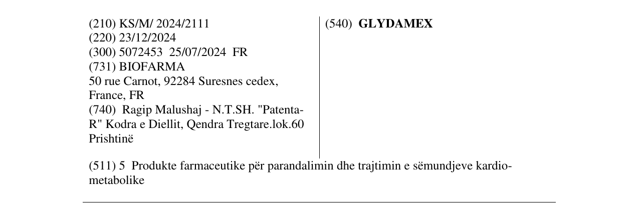 Zëri i markës GLYDAMEX në buletin