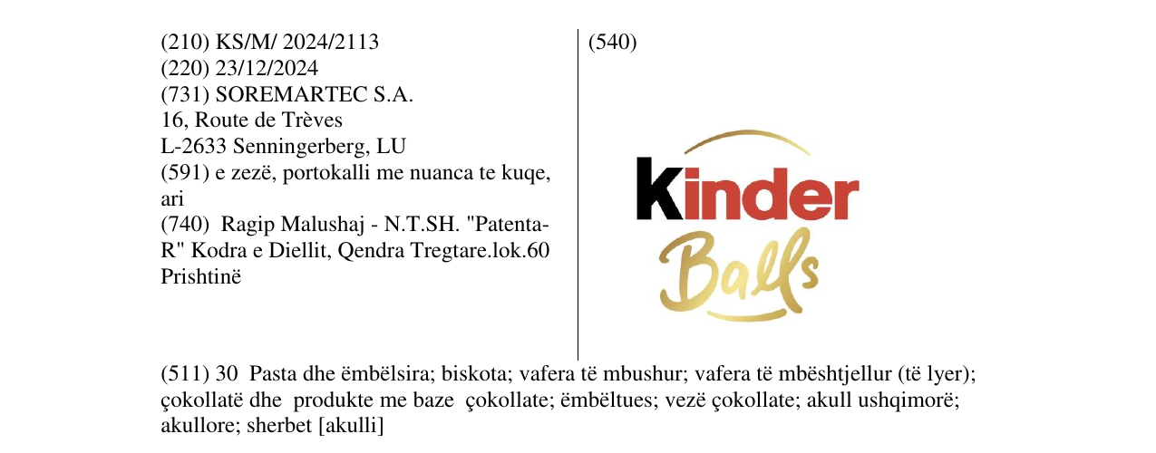 Zëri i markës KINDER Balls në buletin