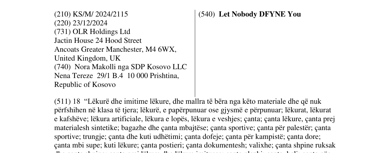 Zëri i markës Let Nobody DFYNE You në buletin