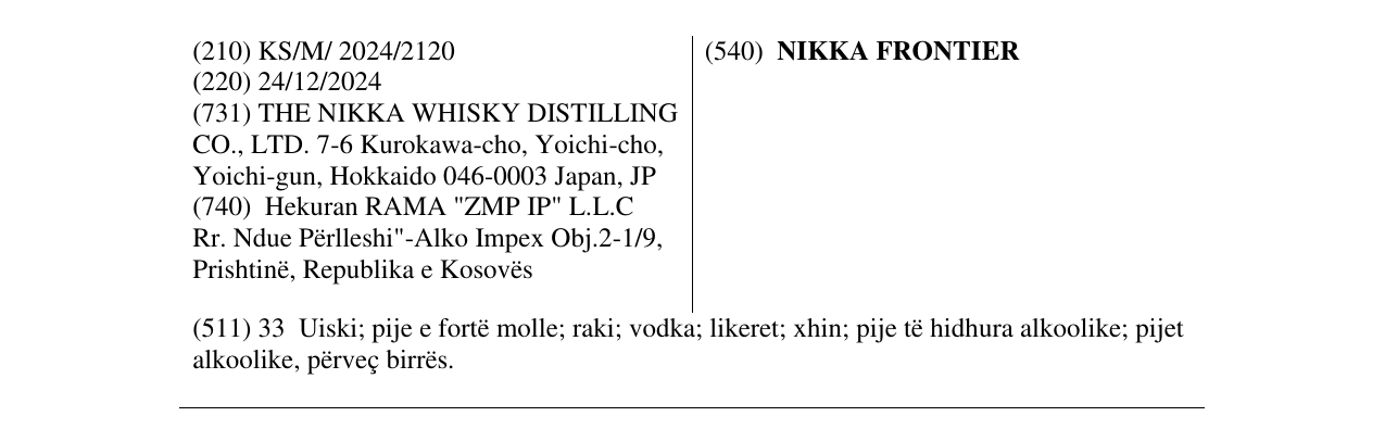 Zëri i markës NIKKA FRONTIER në buletin