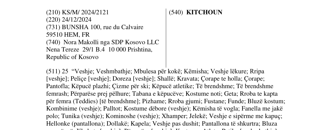 Zëri i markës KITCHOUN në buletin