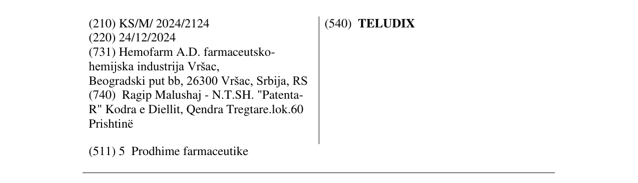 Zëri i markës TELUDIX në buletin