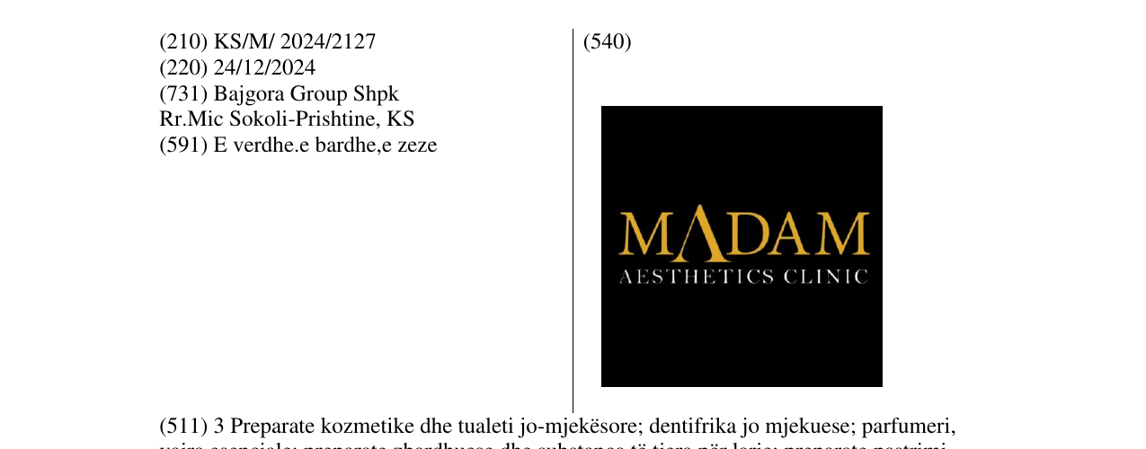 Zëri i markës MADAM AESTHETICS CLINIC në buletin