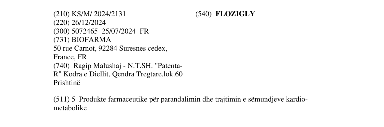 Zëri i markës FLOZIGLY në buletin