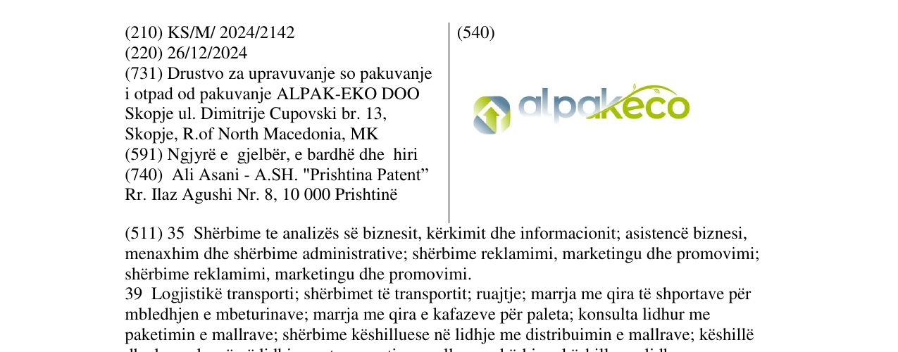 Zëri i markës alpakeco në buletin