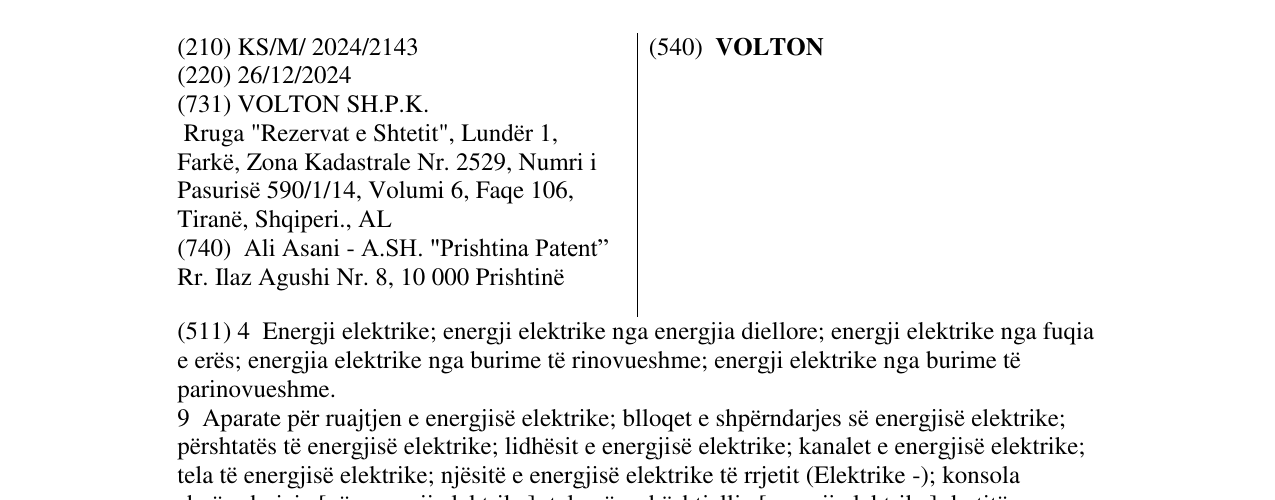 Zëri i markës VOLTON në buletin