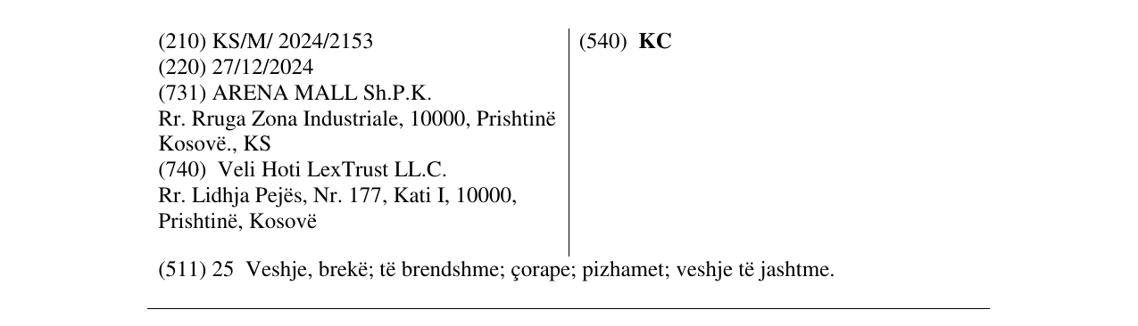 Zëri i markës KC në buletin