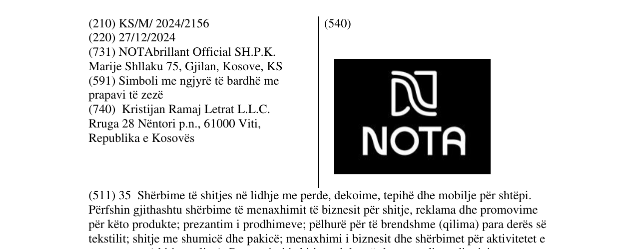 Zëri i markës NOTA në buletin