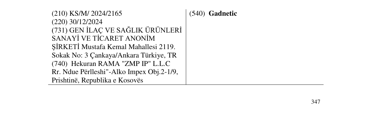 Zëri i markës Gadnetic në buletin