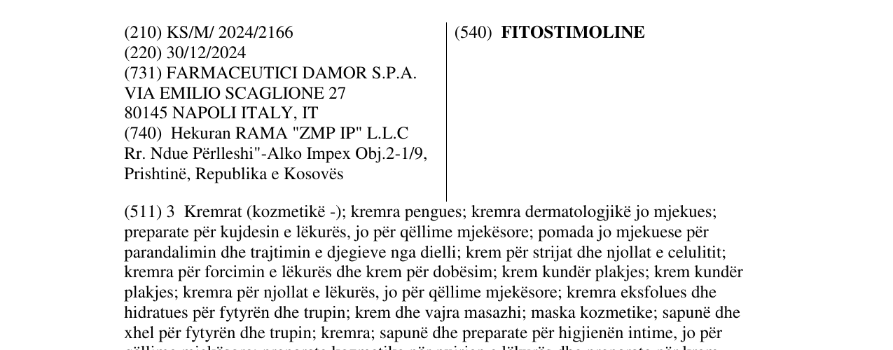 Zëri i markës FITOSTIMOLINE në buletin