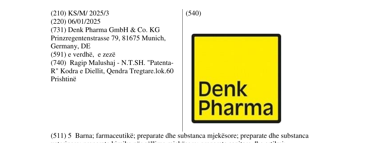 Zëri i markës Denk Pharma në buletin