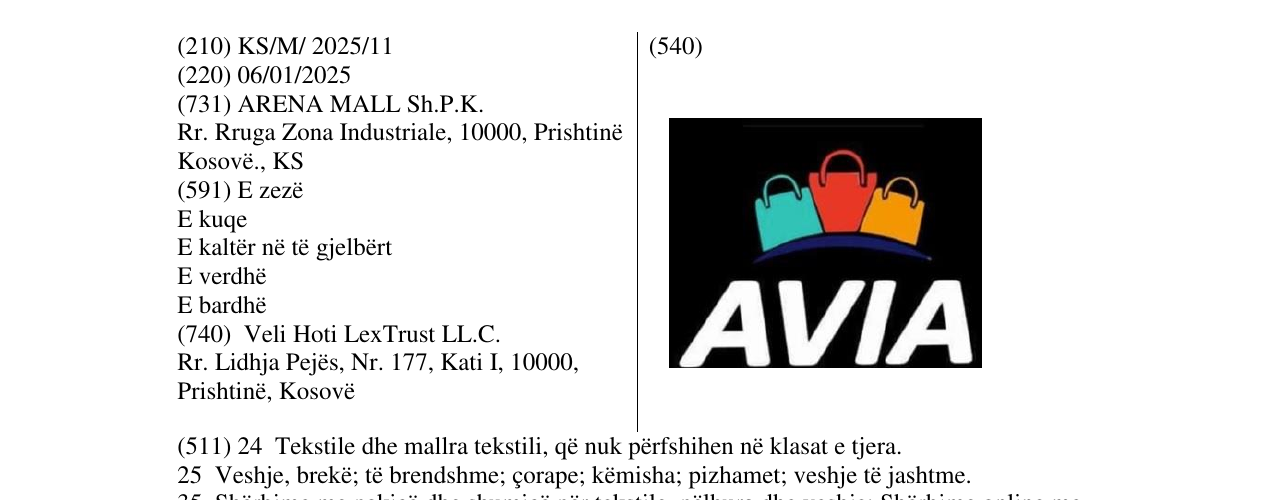 Zëri i markës AVIA në buletin