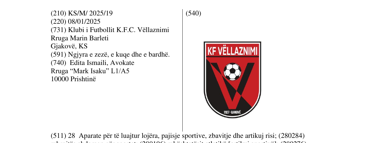 Zëri i markës KF VËLLAZNIMI në buletin