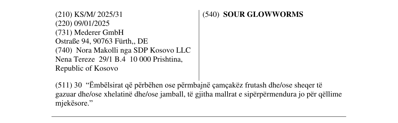 Zëri i markës SOUR GLOWWORMS në buletin