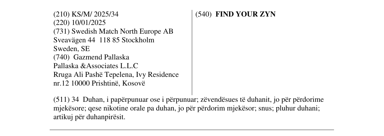 Zëri i markës FIND YOUR ZYN në buletin