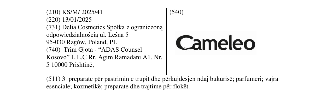 Zëri i markës Cameleo në buletin