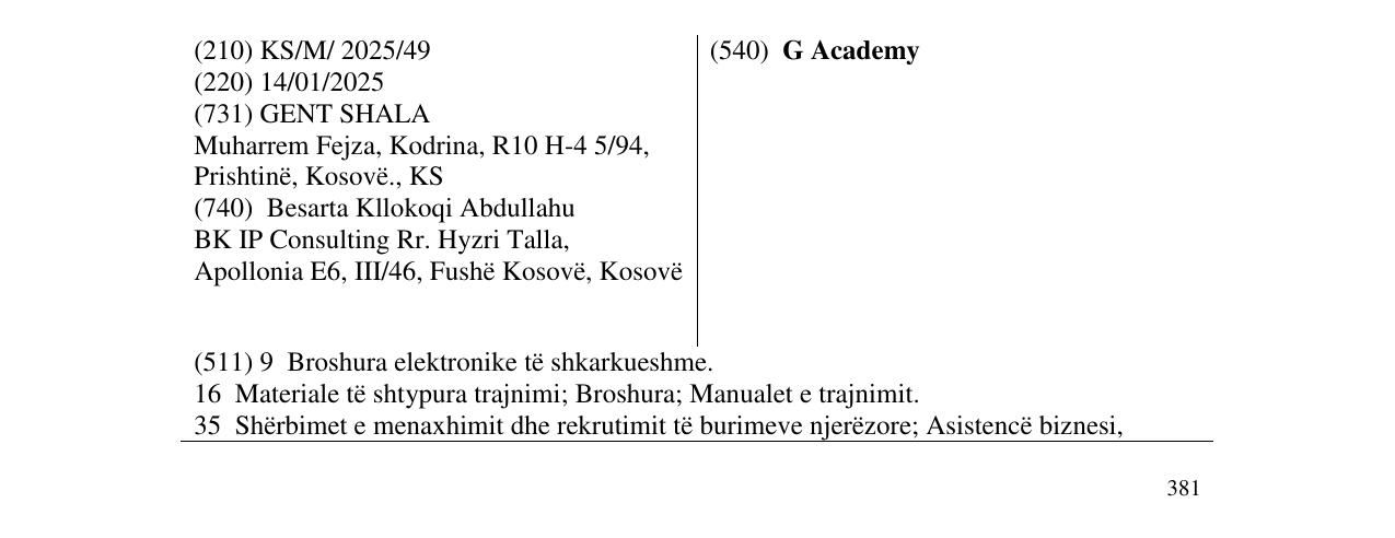 Zëri i markës G Academy në buletin
