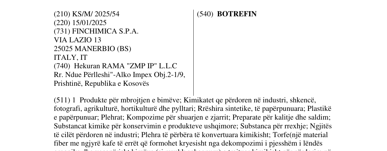 Zëri i markës BOTREFIN në buletin