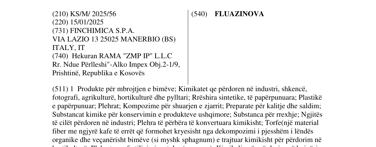 Zëri i markës FLUAZINOVA në buletin