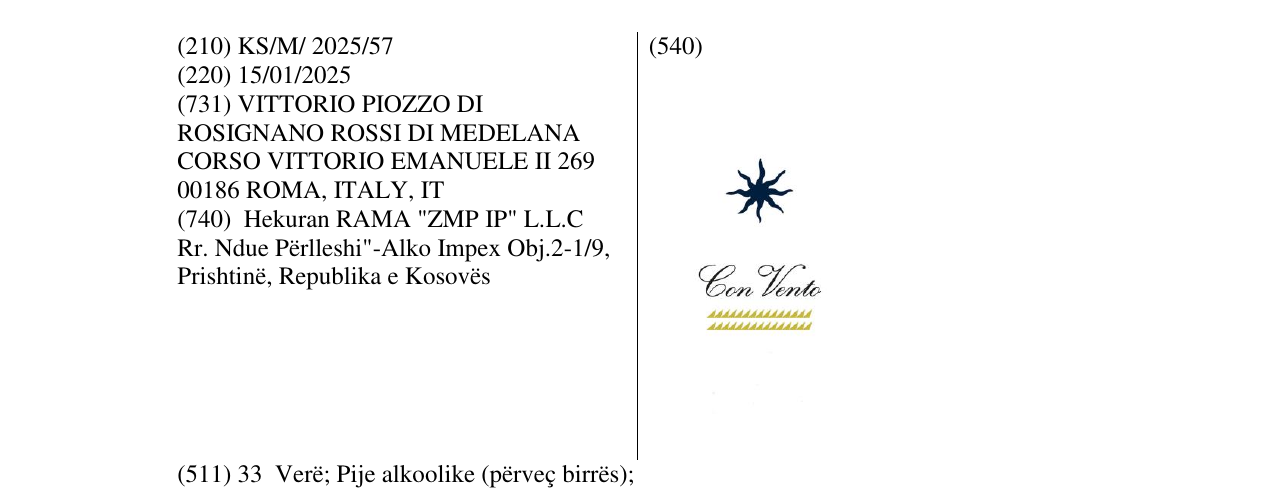 Zëri i markës Con Vento në buletin