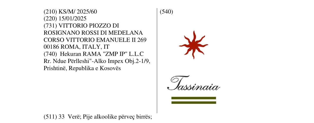 Zëri i markës Tassinaia në buletin