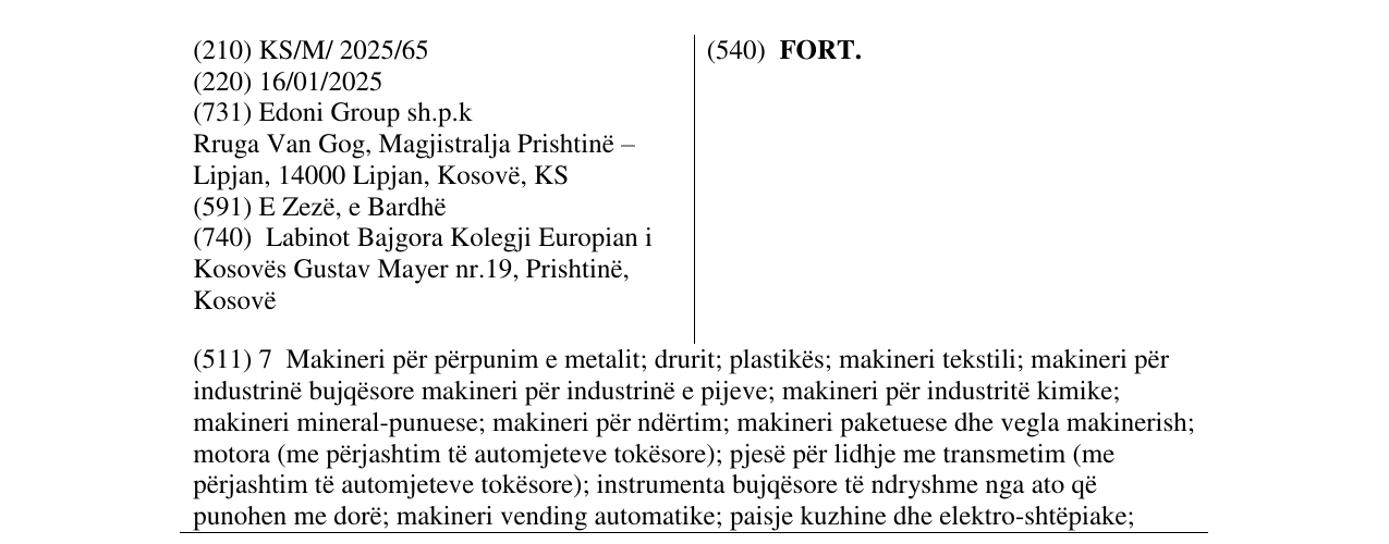 Zëri i markës FORT. në buletin