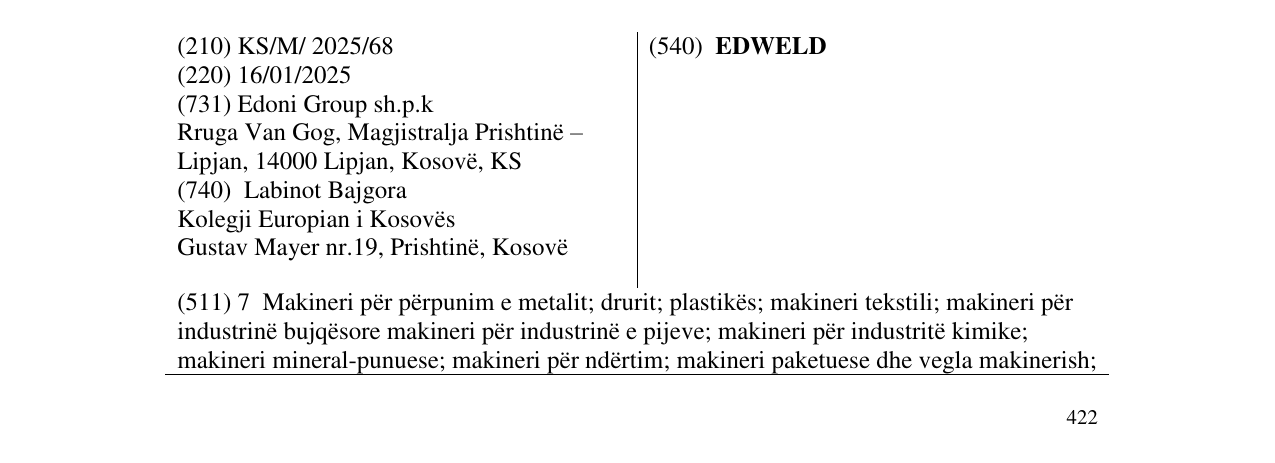 Zëri i markës EDWELD në buletin