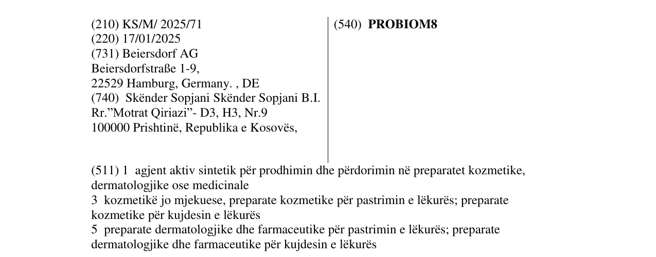 Zëri i markës PROBIOM8 në buletin