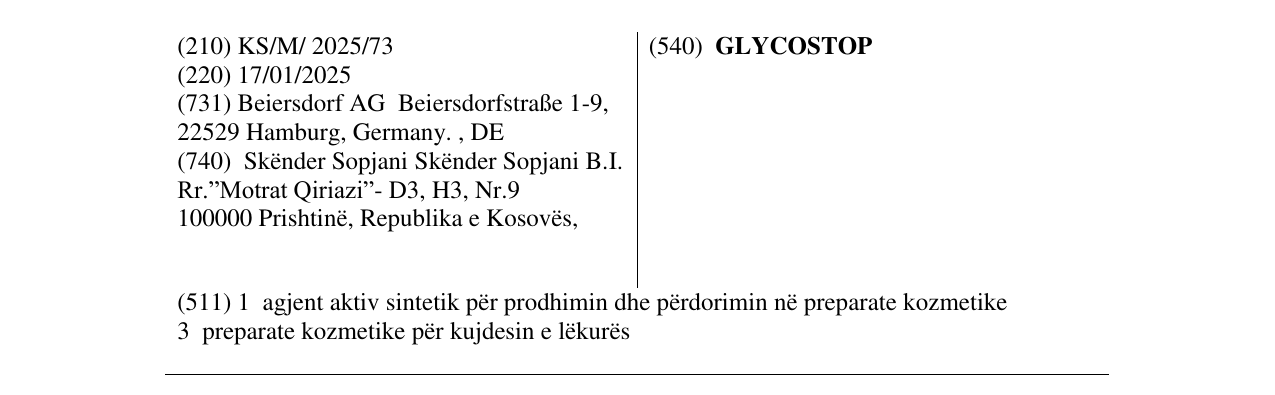 Zëri i markës GLYCOSTOP në buletin