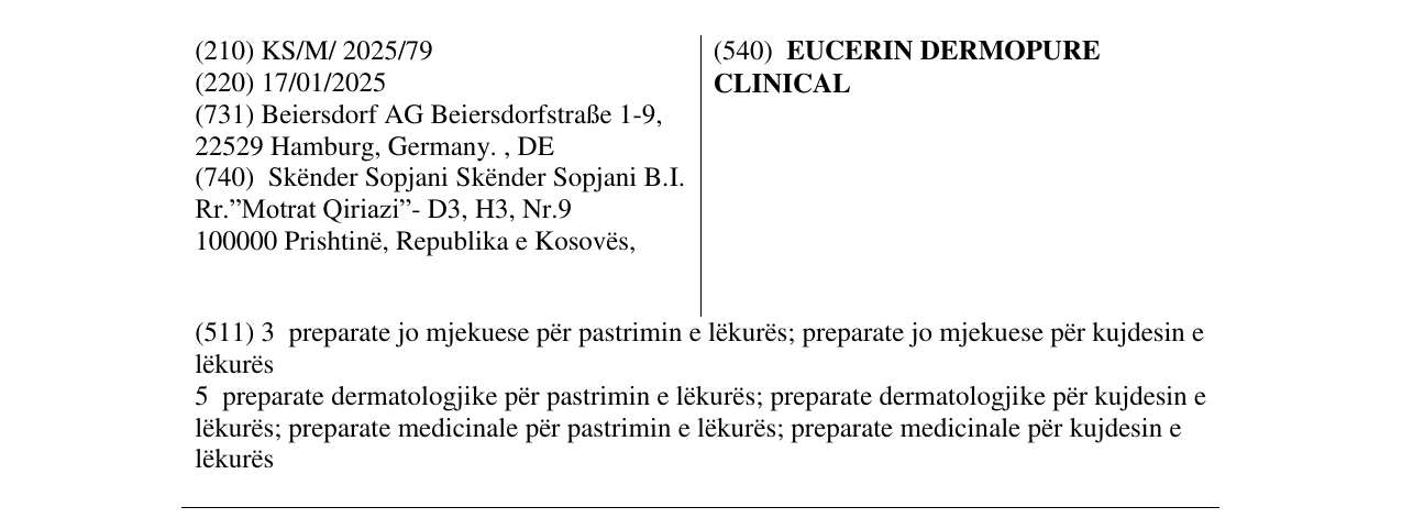 Zëri i markës EUCERIN DERMOP URE CLINICAL në buletin