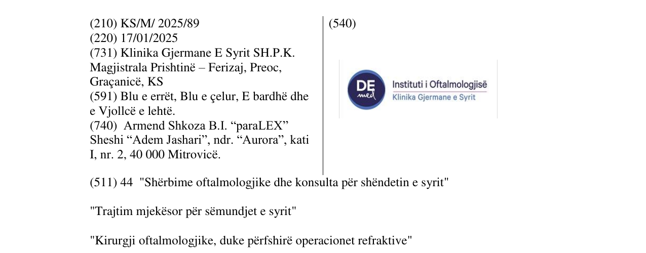 Zëri i markës DE med në buletin