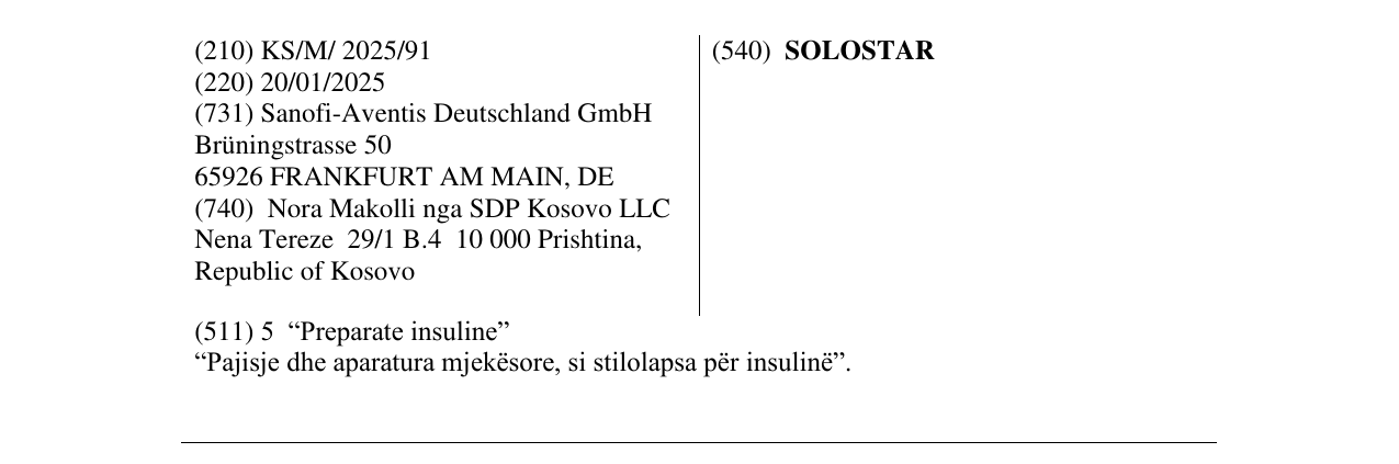 Zëri i markës SOLOSTAR në buletin
