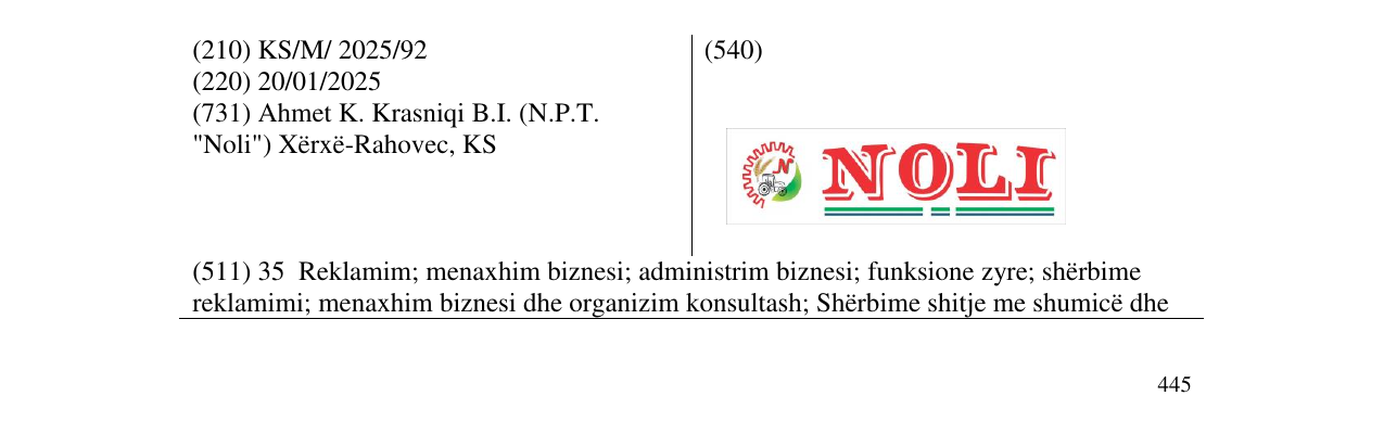 Zëri i markës NOLI në buletin