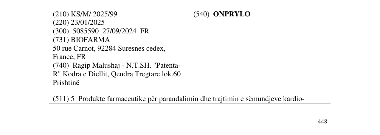 Zëri i markës ONPRYLO në buletin
