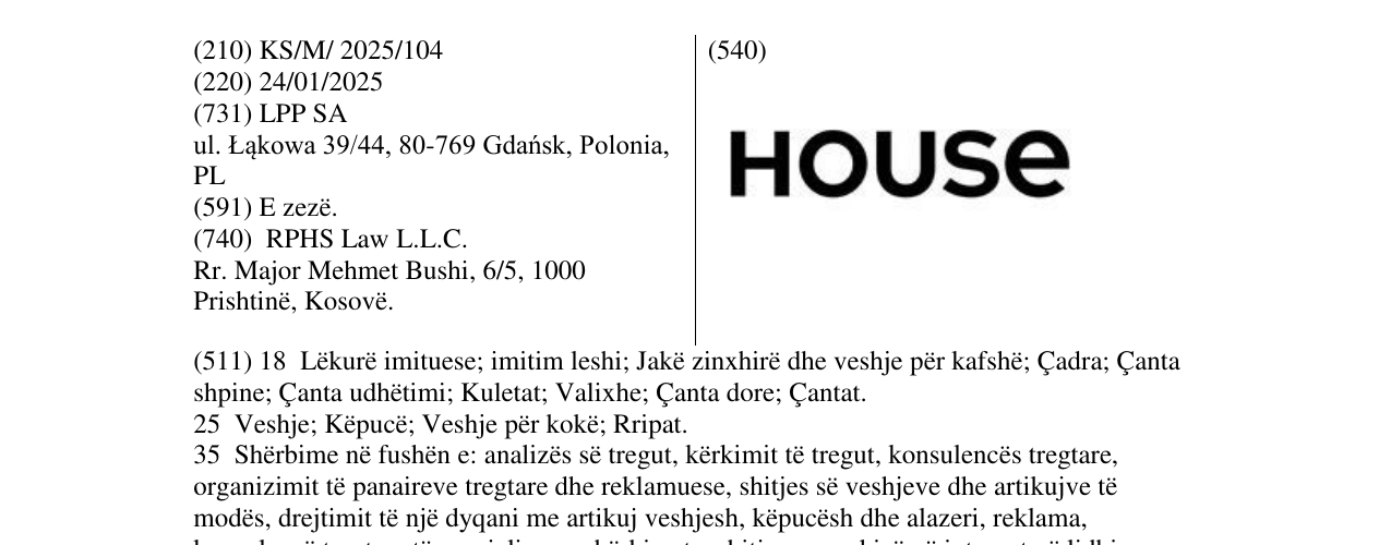 Zëri i markës HOUSE në buletin