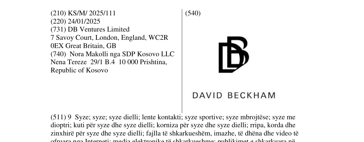 Zëri i markës DAVID BECKHAM në buletin