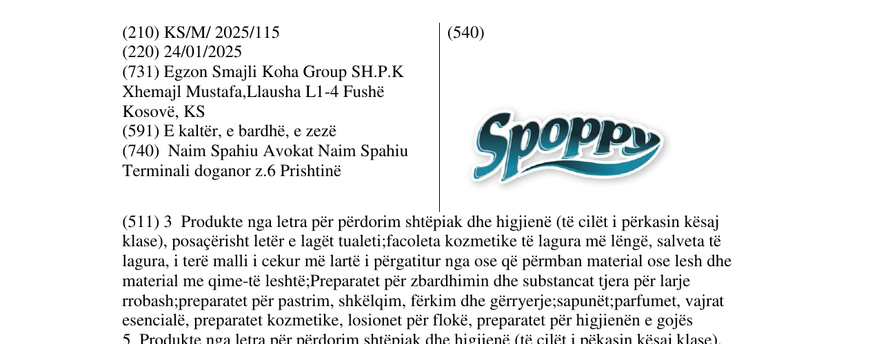Zëri i markës Spoppy në buletin