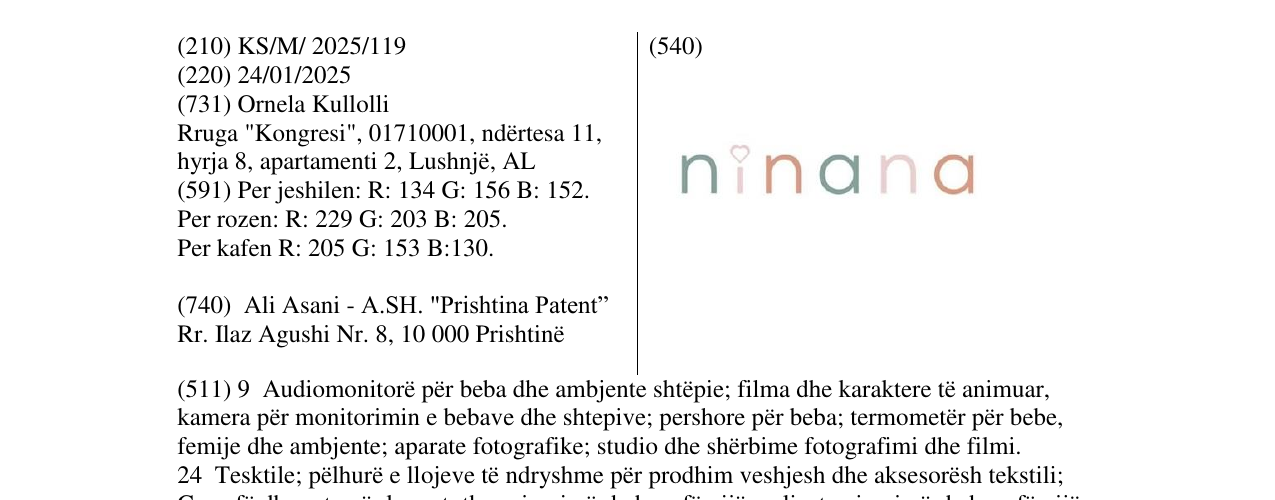 Zëri i markës ninana në buletin