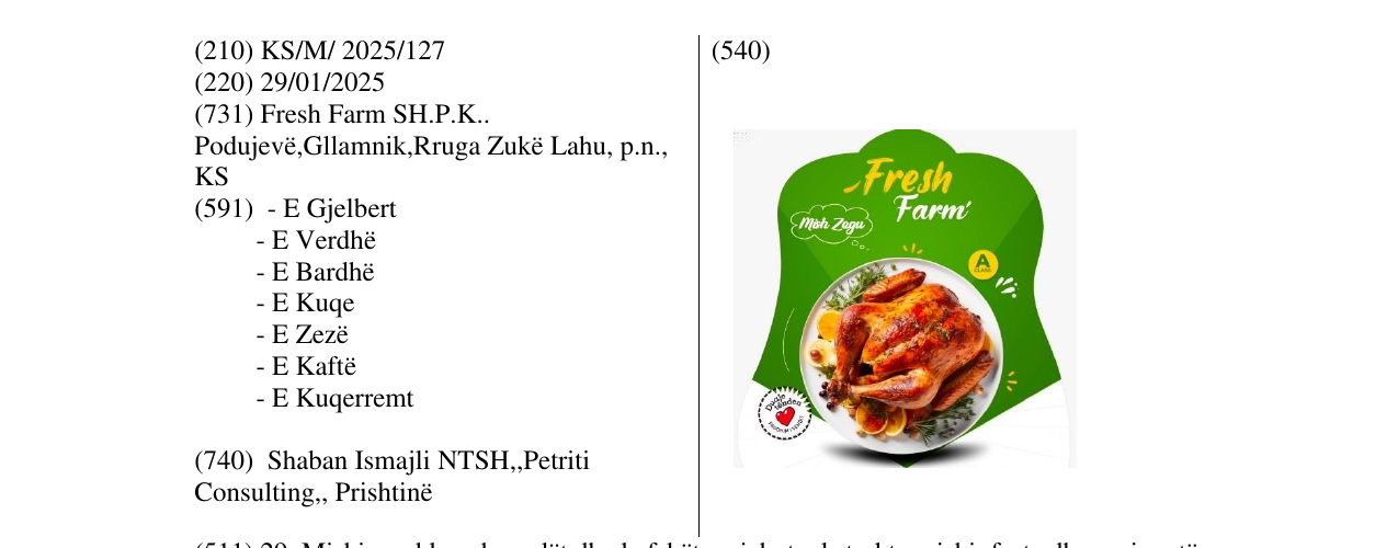 Zëri i markës Fresh Farm në buletin
