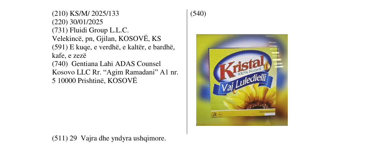 Zëri i markës KRISTAL VAJ LULEDIELLI në buletin