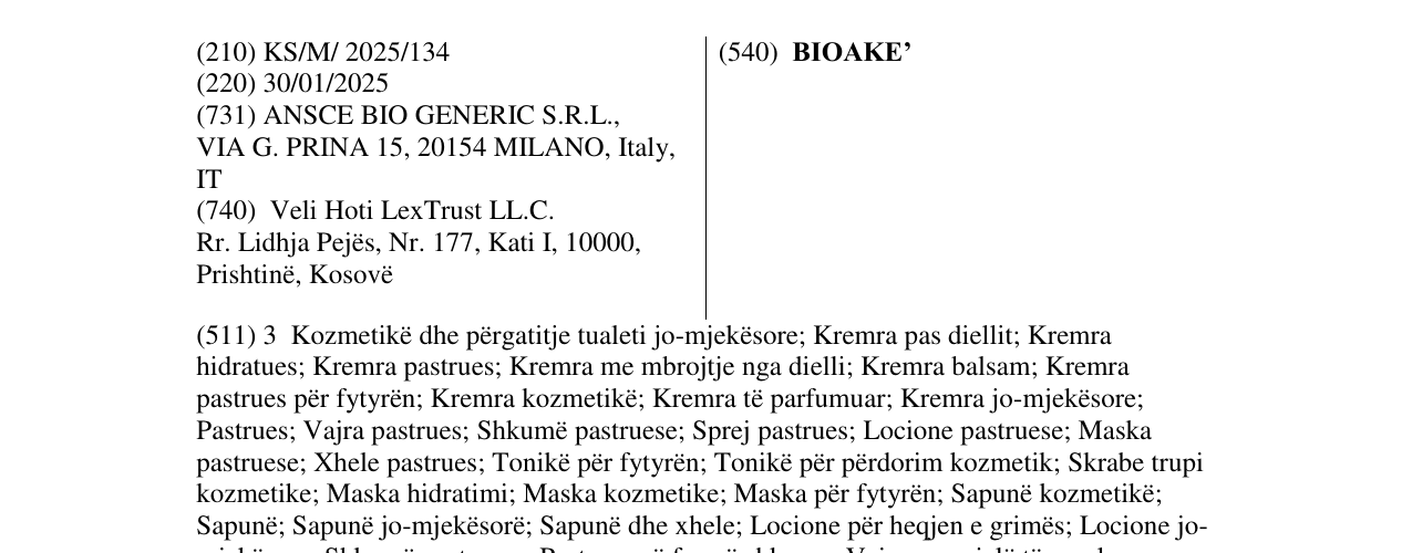 Zëri i markës BIOAKE’ në buletin