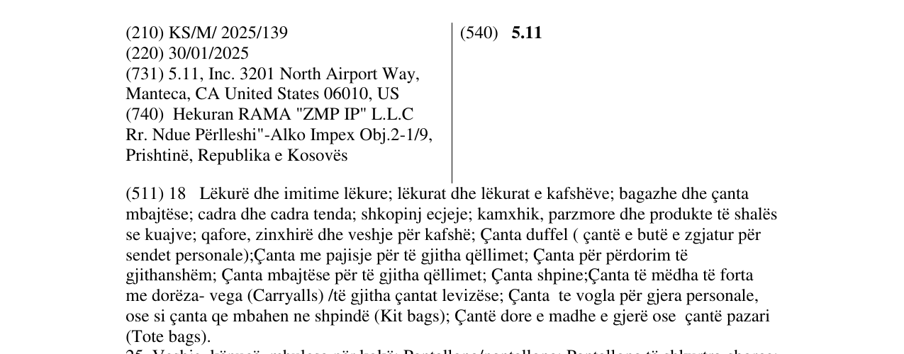 Zëri i markës 5.11 në buletin