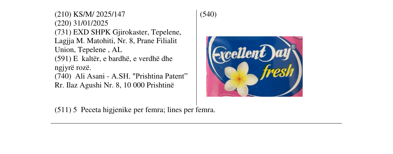 Zëri i markës Exellent Day fresh në buletin
