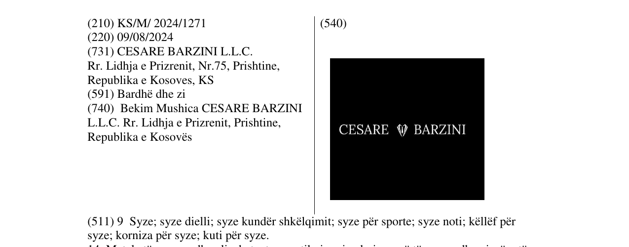 Zëri i markës CESARE BARZINI në buletin