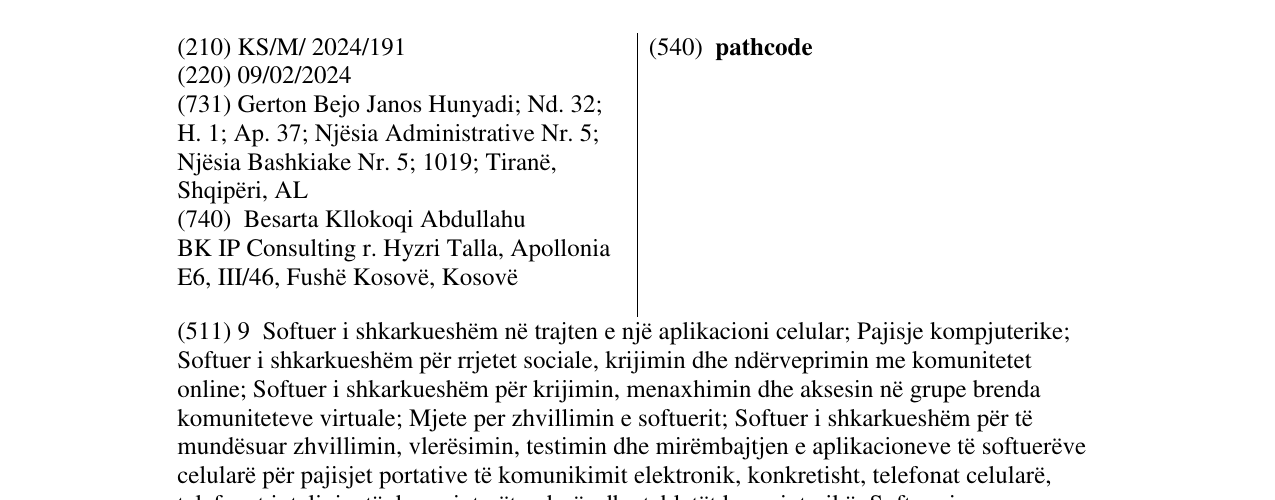 Zëri i markës pathcode në buletin